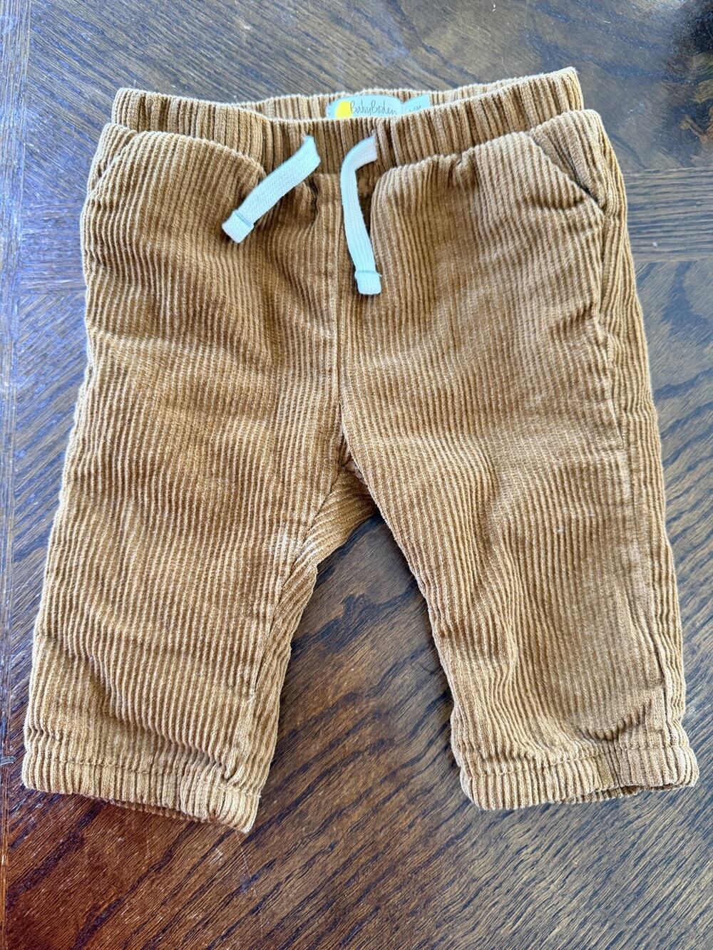 Baby Boden Corduroy Pull on Pants 3-6 Months Brown Lined Toddler Kids